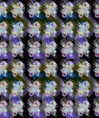 Siyah ve nötr renklerde. 3 boyutlu çiçekler, pürüzsüz. Raster illüstrasyonu.