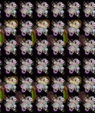 Vadinin çiçekleri siyah ve yeşil renklerde. Çiçekler. Soyut etnik raster pürüzsüz desen.