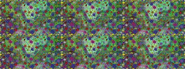 Düz Çiçek Elementleri Tasarımı. Raster illüstrasyonunda kusursuz çiçek deseni. Yeşil renkli çiçekler. Renkli Yaz Temalı Kusursuz Arkaplan.