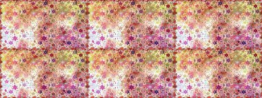 Raster düz çiçekleri pürüzsüz desen. Hediye ambalaj kağıdı, tebrik kartları, posterler ve pankart tasarımı. Bej renkte çiçekler.
