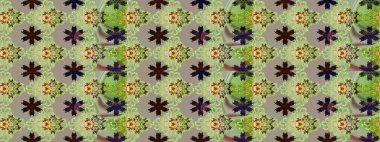 Raster illüstrasyonu. Şirin çiçekli eskiz deseni ve gri ve nötr renklerde yapraklar, suluboya çiçek deseni, duvar kağıdı, kart veya kumaş için fayanslı.