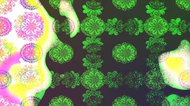 Yeşil ve gri renkli çiçekler. Kumaş desenli papatya çiçekleri ayrıntıları.