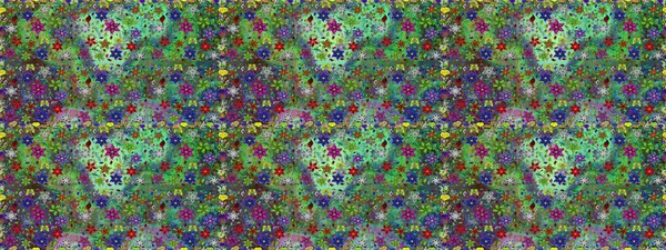 Düz Çiçek Elementleri Tasarımı. Raster illüstrasyonunda kusursuz çiçek deseni. Yeşil renkli çiçekler. Renkli Yaz Temalı Kusursuz Arkaplan.