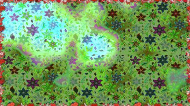 Süslü kumaş deseni. Raster deseni. Çiçekli, suluboya desenli kusursuz çiçek deseni.