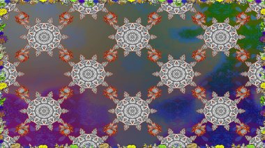 Soyut etnik raster kusursuz desen. Kabile sanatı boho baskısı, klasik çiçek arkaplanı. Arkaplan dokusu, duvar kağıdı, gri renkli çiçek teması.