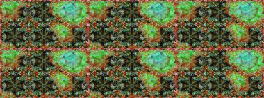 Kusursuz oryantal klasik altın desen. Yeşil renklerde altın tekrarlayan elementler içeren Raster soyut arkaplanı.