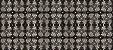 Kusursuz kraliyet lüksü, altın barok kumaş rengi. Altın antika ortaçağ dekoratifi, yapraklar ve altın desenli gri, siyah ve bej renkli süslemeler..