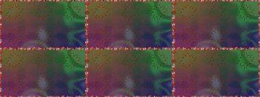 Küçük çiçekli kusursuz yay deseni. Raster illüstrasyonu. Suluboya tarzında yeşil renkler üzerine.