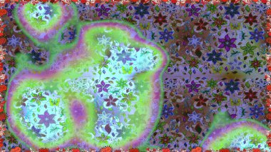 Raster deseni. Çiçek kolajı. Çiçek kompozisyonu. Çiçek arkaplan. - Tarafsız ve yeşil çiçekler. Küçük çiçekte güzel bir desen var. Doğa.