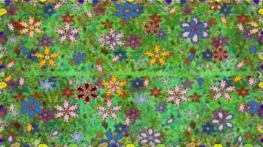 Kusursuz çiçek deseni duvar kâğıdı olarak kullanılabilir. Yeşil ve kahverengi renkli çiçekler. Raster illüstrasyonu.