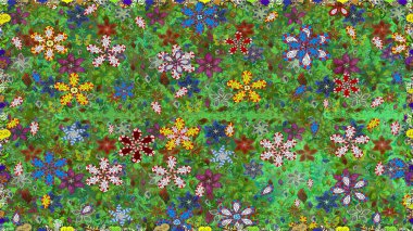 Gömlek baskısı için çiçek boyası. Çiçeksiz desenli arka plan. Yeşil ve kahverengi renkte çiçekler.