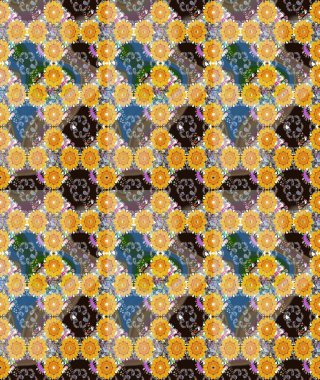 Çiçeksiz desenli arka plan. Sarı ve gri renkli çiçekler. Tişört baskısı için çiçek boyama rasteriName.