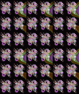 Siyah ve yeşil çiçekli kusursuz desen, suluboya çiçek deseni, sevimli çiçek, duvar kağıdı, kart ya da kumaş için fayanslı. Raster - stok.