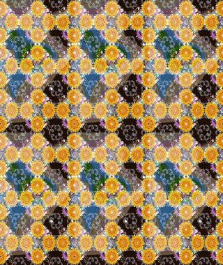 Çiçeksiz desenli arka plan. Sarı ve gri renkli çiçekler. Tişört baskısı için çiçek boyama rasteriName.