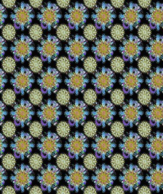 El çizimi çiçek unsurları olan soyut, dikişsiz raster deseni. Siyah ve nötr, siyah ve nötr. Çiçekli ipek eşarp. Retro tekstil tasarım koleksiyonu. 1950 'ler-1960' lar motifleri.