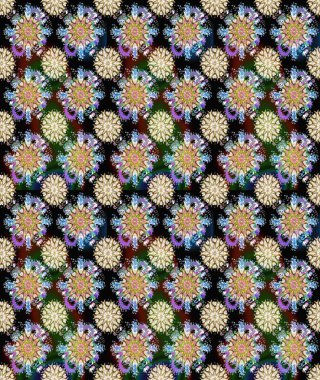 Siyah ve nötr renklerde çiçekler. Raster illüstrasyonunda kusursuz çiçek deseni.