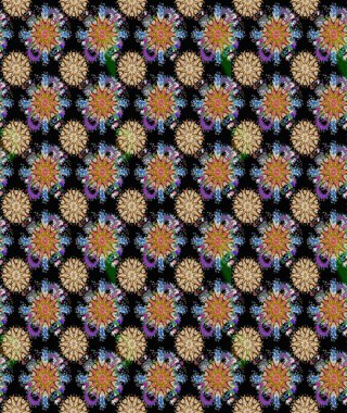 Düz Çiçek Elementleri Tasarımı. Renkli Bahar Temalı Kusursuz Arkaplan. Çiçeksel fantezi tasarımı. Parlak bir arka planda..