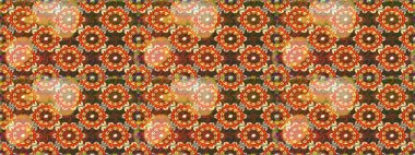 Klasik raster sarısı, kusursuz desen. Çiçek süsü kumaş deseni, cam, altın elementlerle kahverengi renklerde çiçek desenli metal..