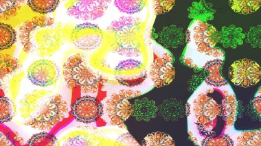 Çiçekli karalama şeklinde Raster çiçek deseni. Tarafsız ve yeşil renklerde çiçekler. Nazikçe, güzel çiçek arkaplanı..