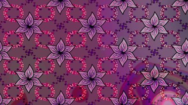 Raster illüstrasyonundaki çiçek desenli çizim. Mor ve kahverengi renkte çiçekler.