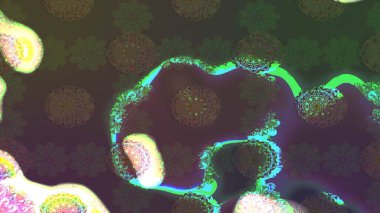 Yeşil ve kahverengi renkli çiçekler. Çiçek desenli eskiz, darbeler, sıçramalar, yaz çiçekleri. Raster illüstrasyonu.