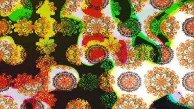 Raster illüstrasyonundaki çiçek desenli çizim. Gri ve kahverengi renkte çiçekler.