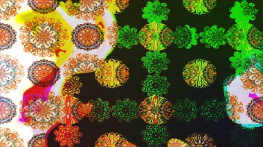 Raster illüstrasyonu. Gri ve yeşil renkli çiçekler. El çizimi çiçekli soyut çizim deseni.