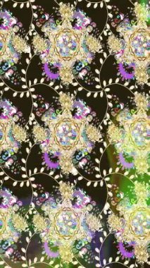 Renkli unsurlarla hareketli arka plan görüntüleri. Çiçekler. Eski model. Bayrak tarzı. Video kaydı. Şablon. Döngü. Kusursuz.. 