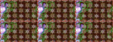 Millefleur 'lar. Küçük kahverengi çiçekli oldukça eski bir besin torbası deseni. Tekstil, kumaş, kapaklar, duvar kağıtları, baskı, naylon, yapıştırma, örgü, dekupaj için çiçeksiz arkaplan.