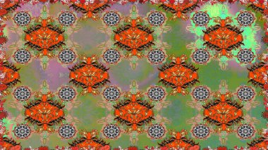 Raster Henna dövme stili. Etnik Mandala süsü. Kızılderili desenli desenli desenli şal deseni. Tekstil, tebrik kartı, boyama kitabı, telefon kılıfı baskısı için kullanılabilir.