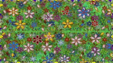 Elle çizilmiş çiçek deseni (fayans). Şirin çiçekli, desensiz, yeşil ve kahverengi renkli. Tekstil için suluboya desensiz.