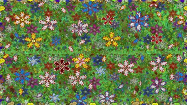 Sevimli çiçek raster deseni. Moda kumaş deseni. Yaz tema Dikişsiz desen arka plan rengi. Düz çiçek öğeleri tasarım.