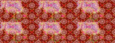 Arkaplan dokusu, duvar kağıdı, kırmızı renkli çiçek teması. Kabile sanatı boho baskısı, klasik çiçek arkaplanı. Soyut etnik raster pürüzsüz desen.
