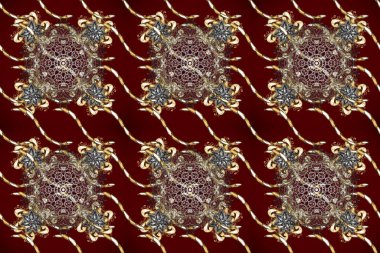 Kusursuz çiçek deseni. Kusursuz raster arka plan. Kahverengi, kırmızı ve bej renklerde grafiksel, modern, pürüzsüz desen. Duvar kâğıdı barok, İspanyol kumaşı.