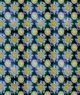 Tropik, dikişsiz çiçek deseni. Raster illüstrasyonu. Mavi ve nötr renkte çiçekler.