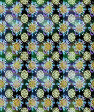 Raster dikişsiz çiçek deseni. Vadinin çiçekleri tarafsız ve mavi renklerde.