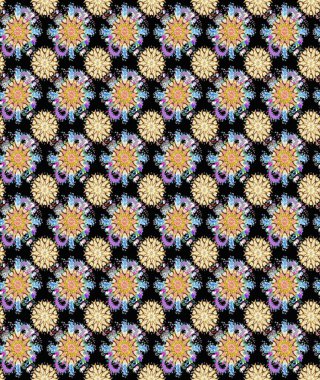 Düz Çiçek Elementleri Tasarım Raster illüstrasyonu. Siyah ve bej renkli çiçekler. Renkli Bahar Temalı, pürüzsüz bir arka plan. Çiçekli, suluboya desenli kusursuz çiçek deseni.