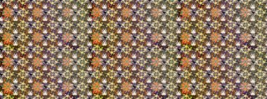 Kahverengi ve bej renkli çiçekler. Raster illüstrasyonu. Raster illüstrasyonu. Asya tekstil tarzında. Kusursuz çiçek deseni.