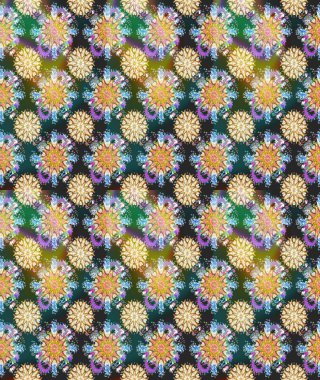 Raster illüstrasyonu. Düz Çiçek Elementleri Tasarımı. Asya tekstil tarzında. Güzel kumaş deseni. Renkli Bahar Temalı Kusursuz Arkaplan. Kusursuz çiçek deseni.