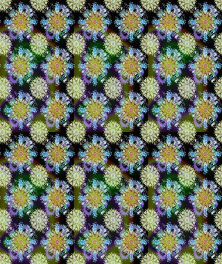 Tarafsız ve yeşil renklerde. Çiçek buketleriyle klasik tarzda kusursuz desenler. Raster illüstrasyonu.