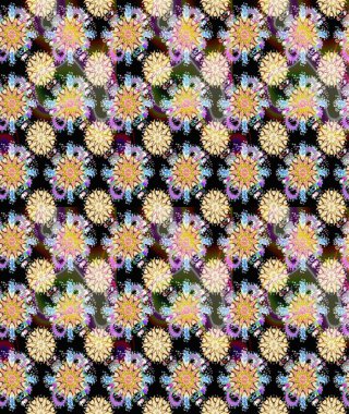 Bej ve siyah çiçekli kusursuz desen, suluboya çiçek deseni, sevimli çiçek, duvar kağıdı, kart veya kumaş için fayanslı. Raster - stok.