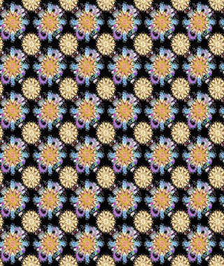 Düz Çiçek Elementleri Tasarım Raster illüstrasyonu. Siyah ve bej renkli çiçekler. Renkli Bahar Temalı, pürüzsüz bir arka plan. Çiçekli, suluboya desenli kusursuz çiçek deseni.