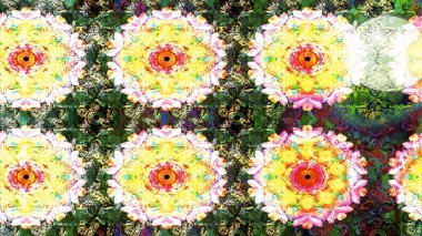 Raster illüstrasyonu. Renkli Bahar Teması eskiz kalıbı. Chichi 'nin kumaş kalıbını çiz. Çiçek deseni. Düz Çiçek Elementleri Tasarımı.