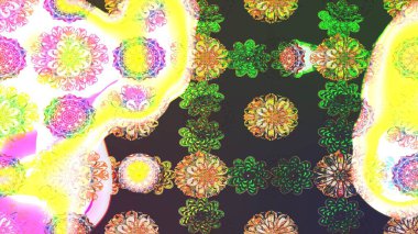 Renkli Yaz Temalı eskiz kalıbı. Raster Illustrasyon 'daki Çiçek Deseni' nin son moda çizimi. Güzel kumaş deseni. Düz Çiçek Elementleri Tasarımı.