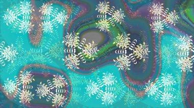 Mavi ve nötr renklerde mavi ve nötr papatya deseni. Mavi ve nötr renklerde. Raster illüstrasyonu.