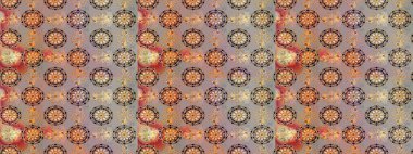 Halk tarzı. Moda baskıları için zarif bir şablon. Modern çiçek arkaplanı. Parlak renkli çiçekleri ve gri ve bej renklerinde yaprakları olan şaşırtıcı, pürüzsüz çiçek deseni..