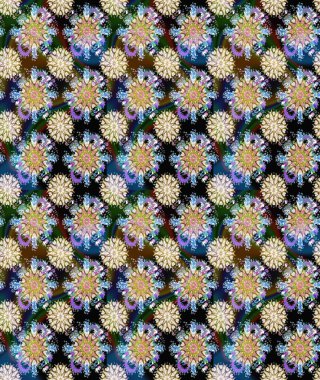 Nazik, sevimli çiçek arkaplanı. Çiçekli karalama şeklinde Raster çiçek deseni. Tarafsız ve mavi renkte çiçekler.