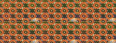 Süslü dekorasyon. Raster illüstrasyonu. Damask altın soyut çiçek kahverengi renklerde pürüzsüz desen.