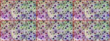Bahar çiçekli, dikişsiz, sevimli çiçek deseni. Raster illüstrasyonu. Güzel kumaş deseni.