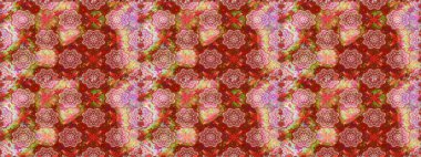 Tişörtsüz arka plan deseni. Kırmızı renkte çiçekler. Tropik çiçekler.